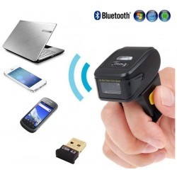 Czytnik kodów kreskowych QR na palec Bluetooth i kabel USB