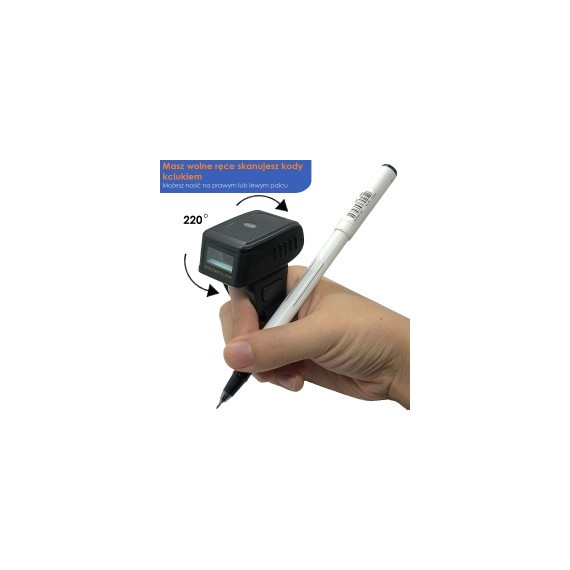 Czytnik kodów kreskowych QR na palec 1D 2D potrójna komunikacja Bluetooth bezprzewodowy 2.4G kabel USB