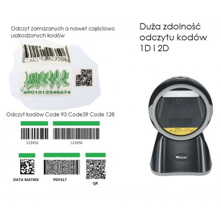 Stacjonarny czytnik kodów 1D 2d qr Aztec z Dowodów rejestracyjnych podwójny interfejs USB i RS232