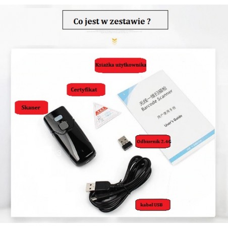 Kieszonkowy Bezprzewodowy 2.4G Bluetooth kabel mini czytnik kodów kreskowych 1D i 2D QR Aztec