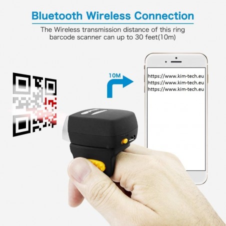 Bluetooth 2.4G kabel 3w1 czytnik kodów kreskowych na palec 1D 2D QR Aztec MaxiCode