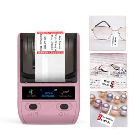 Bluetooth mini drukarka termiczna do etykiet 300DPI wyświetlacz OLED