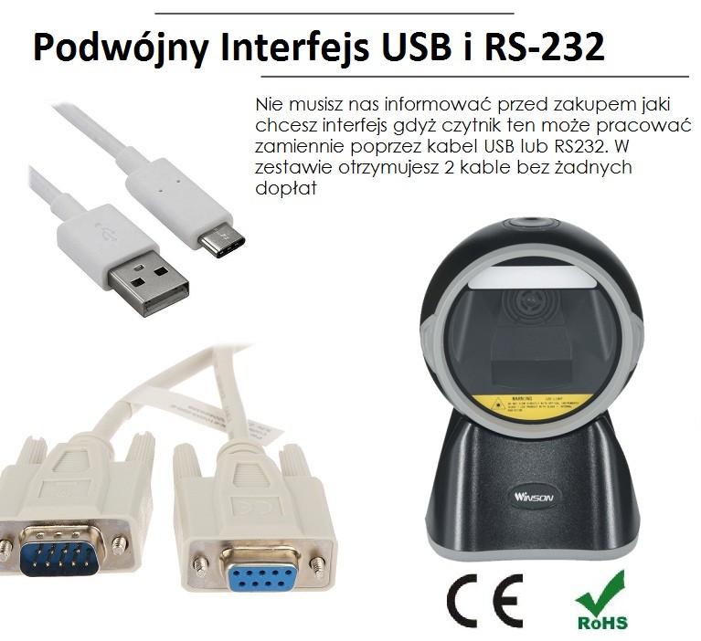Podwójny interfejs RS232 i USB